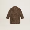 Einreihiger Mädchenmantel aus Wolle mit Jacquard-Tierprint Einreihiger Mädchenmantel aus Wolle mit Jacquard-Tierprint