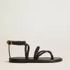 Flache Sandalen Penelope für Damen aus schwarzem Leder