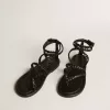 Flache Sandalen Penelope für Damen aus schwarzem Leder
