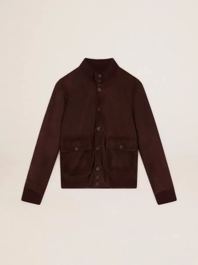 Fliegerjacke aus dunkelbraunem Wildleder aus der Golden Collection Fliegerjacke aus dunkelbraunem Wildleder aus der Golden Collection