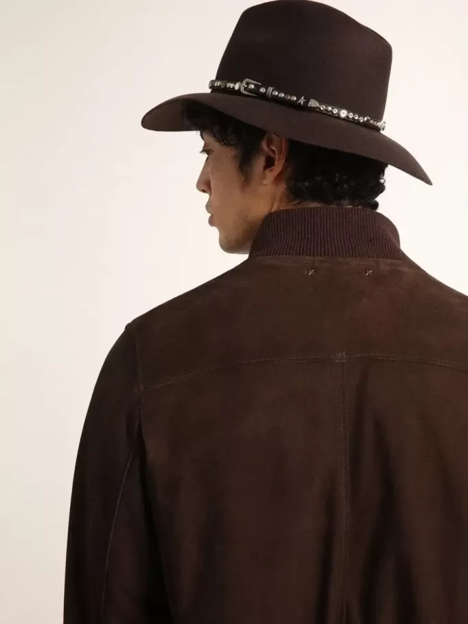 Fliegerjacke aus dunkelbraunem Wildleder aus der Golden Collection Fliegerjacke aus dunkelbraunem Wildleder aus der Golden Collection