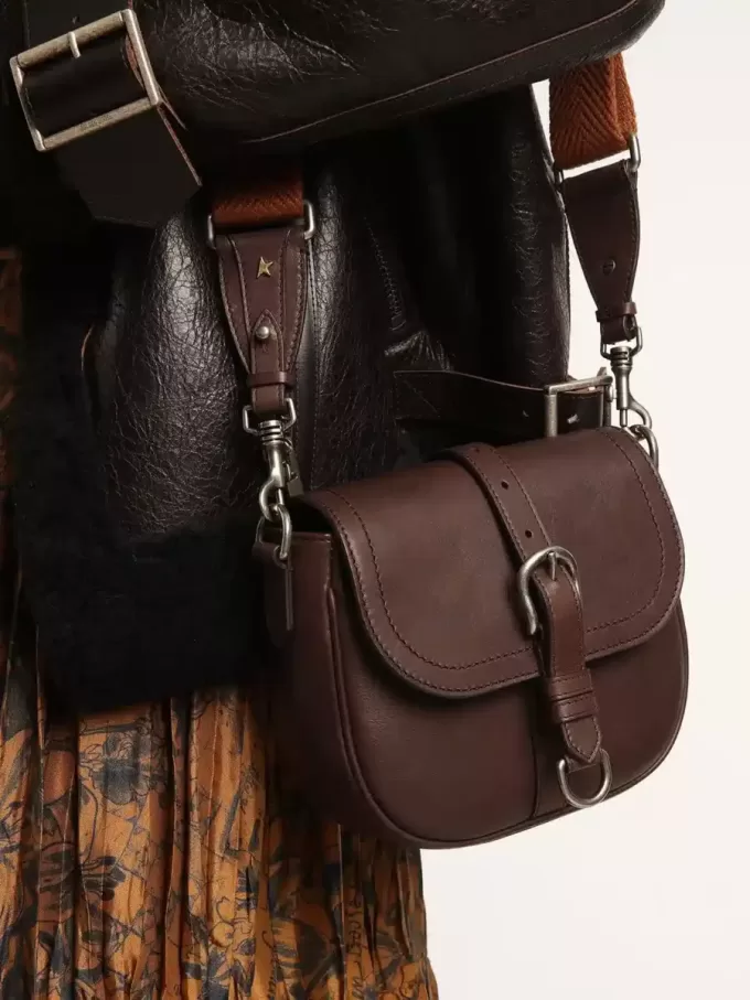 Francis Tasche für Damen, klein, aus dunkelbraunem Leder Francis Tasche für Damen, klein, aus dunkelbraunem Leder