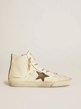 Francy Penstar aus Nappaleder mit schwarzem Wildlederstern und Fersenlasche aus Baumwolle Francy Penstar aus Nappaleder mit schwarzem Wildlederstern und Fersenlasche aus Baumwolle