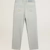 Gebleichte Damenjeans mit Cabochon-Kristallen