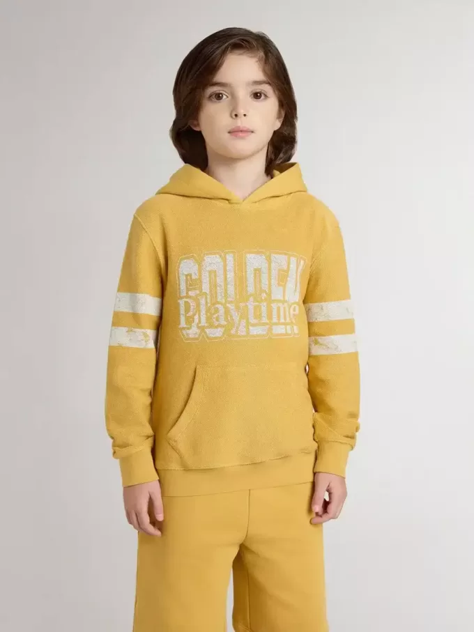 Gelbes Sweatshirt für Kinder mit Vintage-Print Gelbes Sweatshirt für Kinder mit Vintage-Print