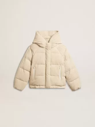 Gepolsterte Öko-Daunenjacke mit Reißverschluss und Kapuze