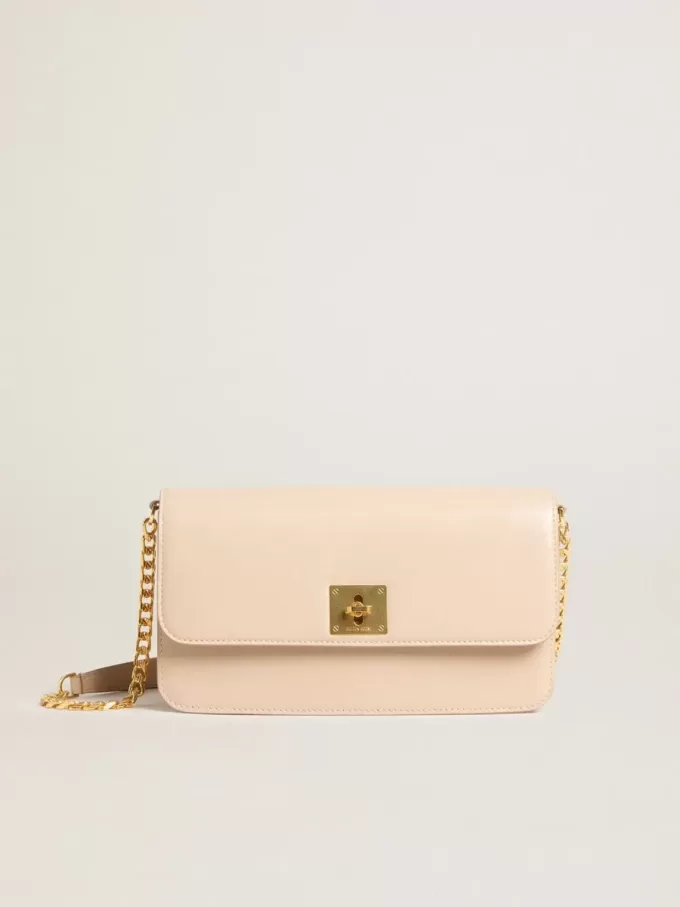 Gioia Tasche aus hellrosa Leder mit Golddetails Gioia Tasche aus hellrosa Leder mit Golddetails