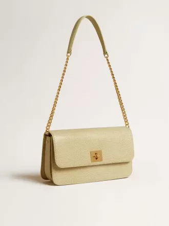 Gioia Tasche aus mineralgrauem Schafsleder mit goldenen Details