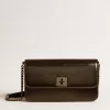 Gioia-Tasche aus schwarzem Glanzleder mit Metalldetails