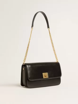 Gioia Tasche aus schwarzem Leder mit Golddetails