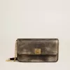 Gioia Tasche aus schwarzem Vintage-Leder mit goldenen Details