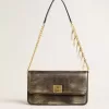Gioia Tasche aus schwarzem Vintage-Leder mit goldenen Details