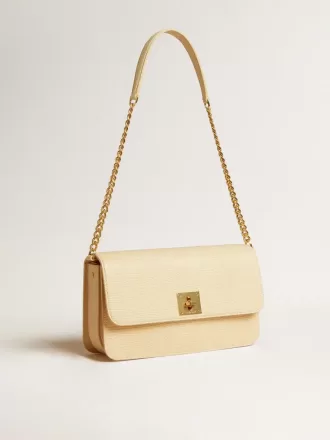 Gioia Tasche aus vanillefarbenem Schafsleder mit goldenen Details