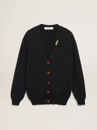 Golden Collection Cardigan aus dunkelblauer Baumwolle mit Used-Look Golden Collection Cardigan aus dunkelblauer Baumwolle mit Used-Look