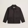 Grau melierte Wolljacke mit Knopfverschluss Grau melierte Wolljacke mit Knopfverschluss