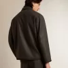 Grau melierte Wolljacke mit Knopfverschluss Grau melierte Wolljacke mit Knopfverschluss