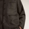 Grau melierte Wolljacke mit Knopfverschluss Grau melierte Wolljacke mit Knopfverschluss