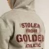 Grau meliertes Kapuzensweatshirt mit Aufdruck auf der Rückseite