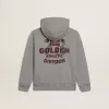 Grau meliertes Kapuzensweatshirt mit Aufdruck auf der Rückseite