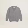 Graue Baumwollstrickjacke mit Logo auf der Rückseite Graue Baumwollstrickjacke mit Logo auf der Rückseite