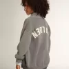 Graue Baumwollstrickjacke mit Logo auf der Rückseite Graue Baumwollstrickjacke mit Logo auf der Rückseite