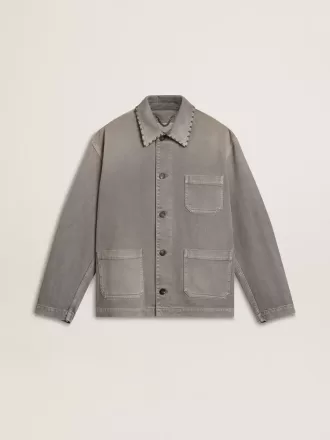 Graue Herren-Jeansjacke mit Nieten