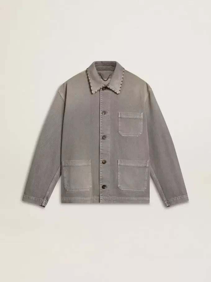 Graue Herren-Jeansjacke mit Nieten Graue Herren-Jeansjacke mit Nieten