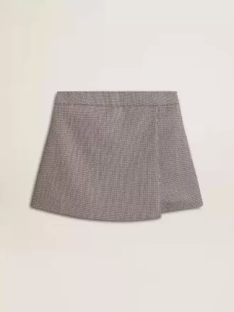 Graue Mini-Shorts für Damen aus Hahnentritt-Wolle