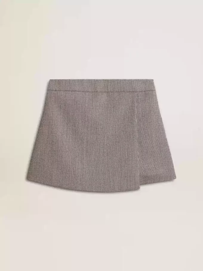 Graue Mini-Shorts für Damen aus Hahnentritt-Wolle Graue Mini-Shorts für Damen aus Hahnentritt-Wolle