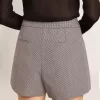 Graue Mini-Shorts für Damen aus Hahnentritt-Wolle Graue Mini-Shorts für Damen aus Hahnentritt-Wolle
