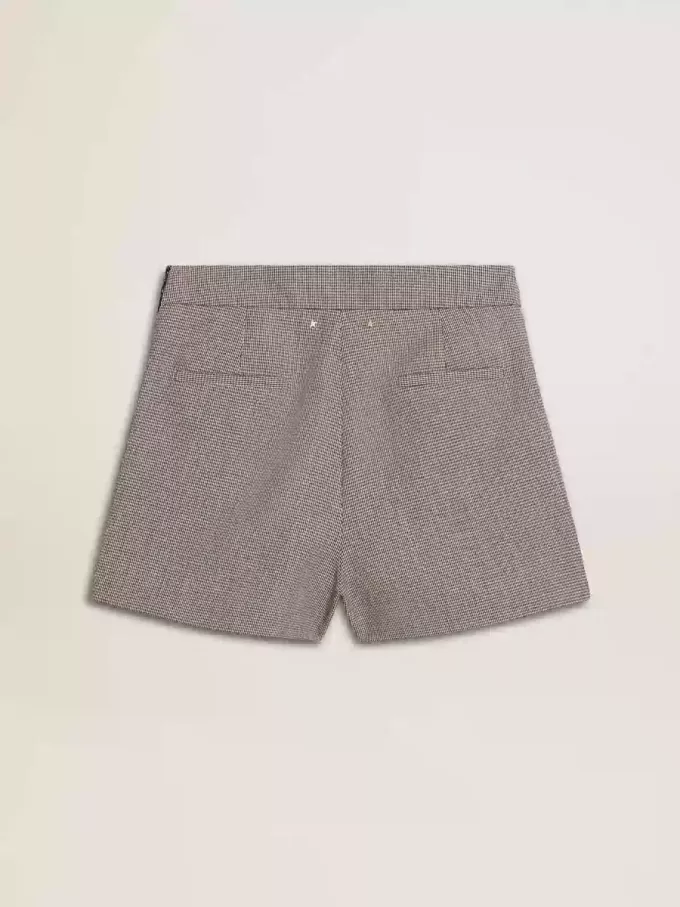 Graue Mini-Shorts für Damen aus Hahnentritt-Wolle Graue Mini-Shorts für Damen aus Hahnentritt-Wolle