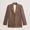 Grauer Einreiher-Blazer für Herren aus Wollstoff mit Hahnentrittmuster Grauer Einreiher-Blazer für Herren aus Wollstoff mit Hahnentrittmuster