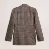 Grauer Einreiher-Blazer für Herren aus Wollstoff mit Hahnentrittmuster Grauer Einreiher-Blazer für Herren aus Wollstoff mit Hahnentrittmuster