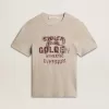 Graues Baumwoll-T-Shirt für Herren mit Vintage-Print auf der Vorderseite Graues Baumwoll-T-Shirt für Herren mit Vintage-Print auf der Vorderseite