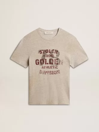 Graues Baumwoll-T-Shirt für Herren mit Vintage-Print auf der Vorderseite