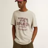 Graues Baumwoll-T-Shirt für Herren mit Vintage-Print auf der Vorderseite Graues Baumwoll-T-Shirt für Herren mit Vintage-Print auf der Vorderseite