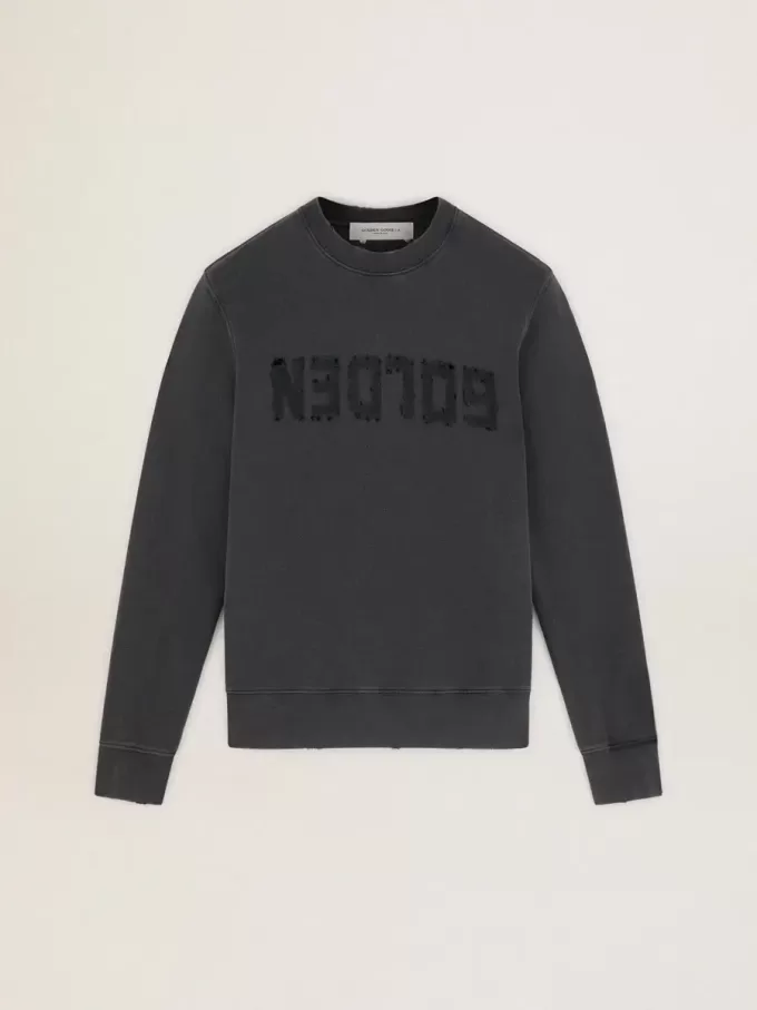 Graues Herren-Sweatshirt mit Logo und Used-Look Graues Herren-Sweatshirt mit Logo und Used-Look