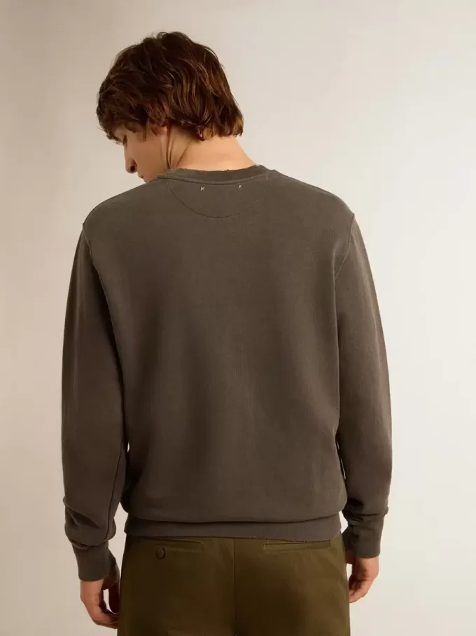 Graues Herren-Sweatshirt mit Logo und Used-Look Graues Herren-Sweatshirt mit Logo und Used-Look