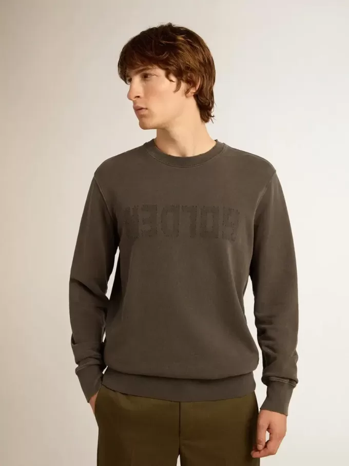 Graues Herren-Sweatshirt mit Logo und Used-Look Graues Herren-Sweatshirt mit Logo und Used-Look