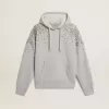 Graues Kapuzensweatshirt mit Kristallverzierung