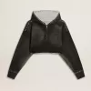 Graues, kurz geschnittenes Sweatshirt mit Used-Look