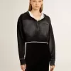 Graues, kurz geschnittenes Sweatshirt mit Used-Look