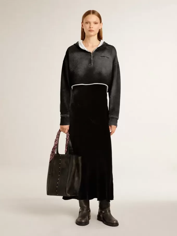 Graues, kurz geschnittenes Sweatshirt mit Used-Look