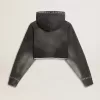 Graues, kurz geschnittenes Sweatshirt mit Used-Look