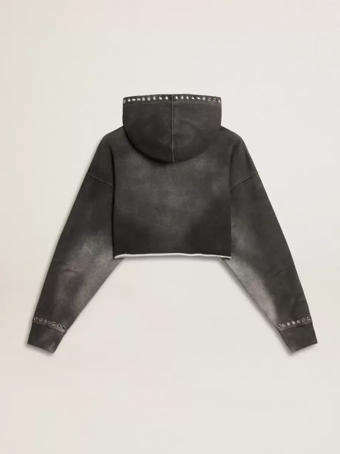 Graues, kurz geschnittenes Sweatshirt mit Used-Look