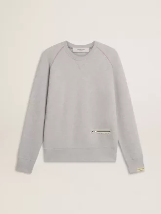 Graues Rundhals-Sweatshirt für Herren mit Kontrastnähten