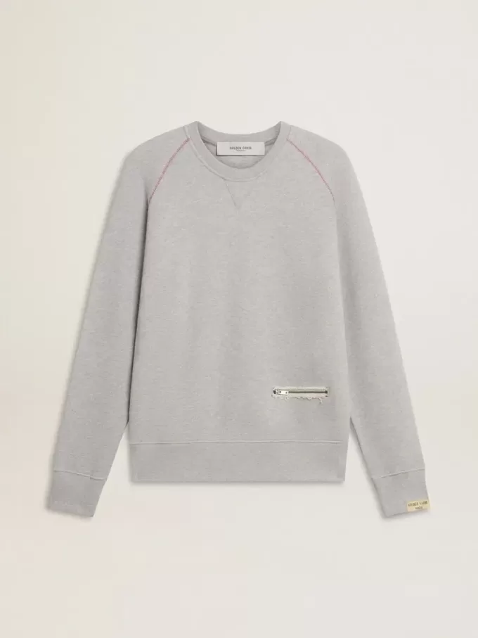 Graues Rundhals-Sweatshirt für Herren mit Kontrastnähten Graues Rundhals-Sweatshirt für Herren mit Kontrastnähten