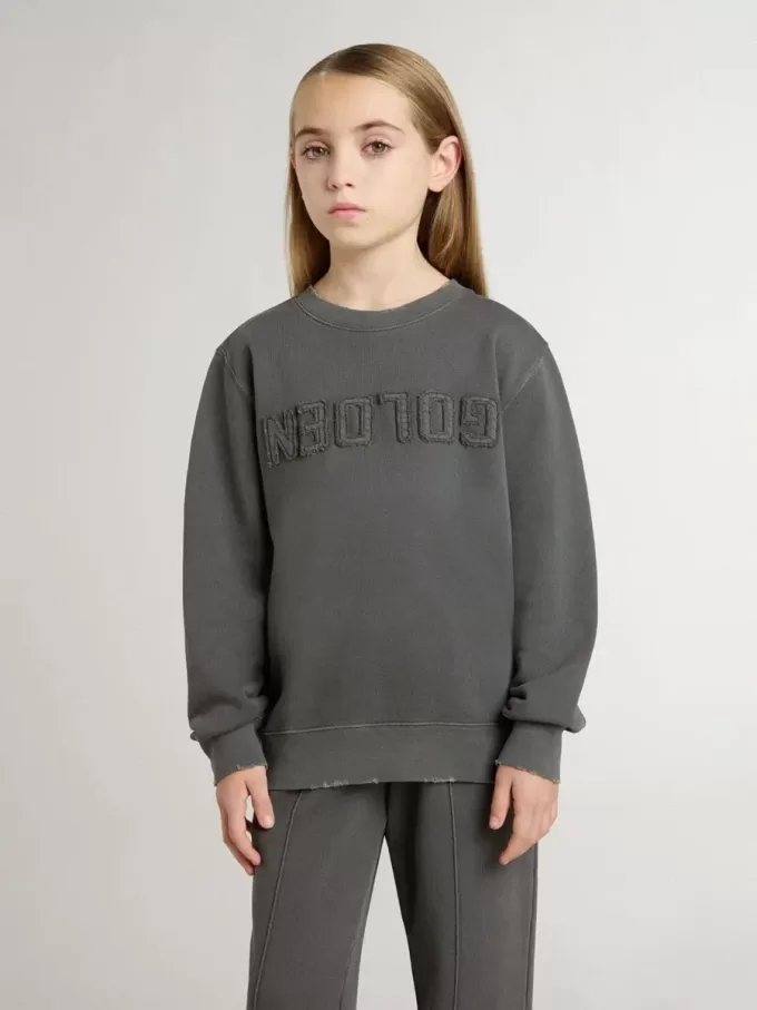 Graues Sweatshirt für Kinder mit geprägtem Logo Graues Sweatshirt für Kinder mit geprägtem Logo