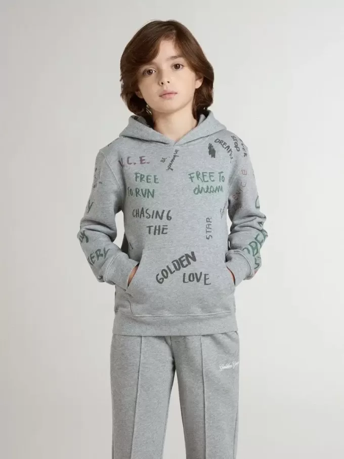 Graues Sweatshirt für Kinder mit mehrfarbigem Aufdruck Graues Sweatshirt für Kinder mit mehrfarbigem Aufdruck