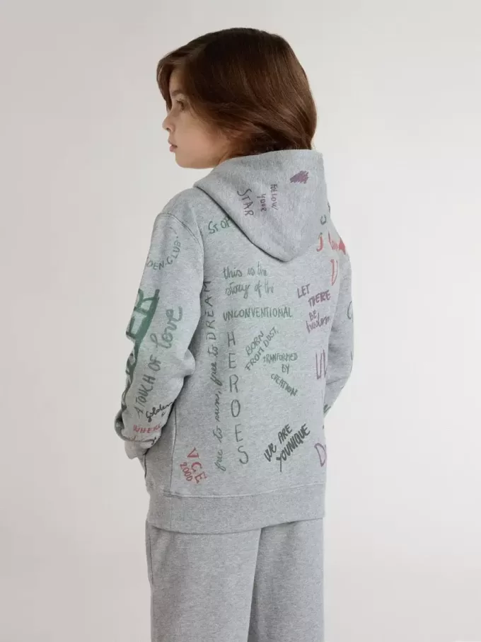 Graues Sweatshirt für Kinder mit mehrfarbigem Aufdruck Graues Sweatshirt für Kinder mit mehrfarbigem Aufdruck